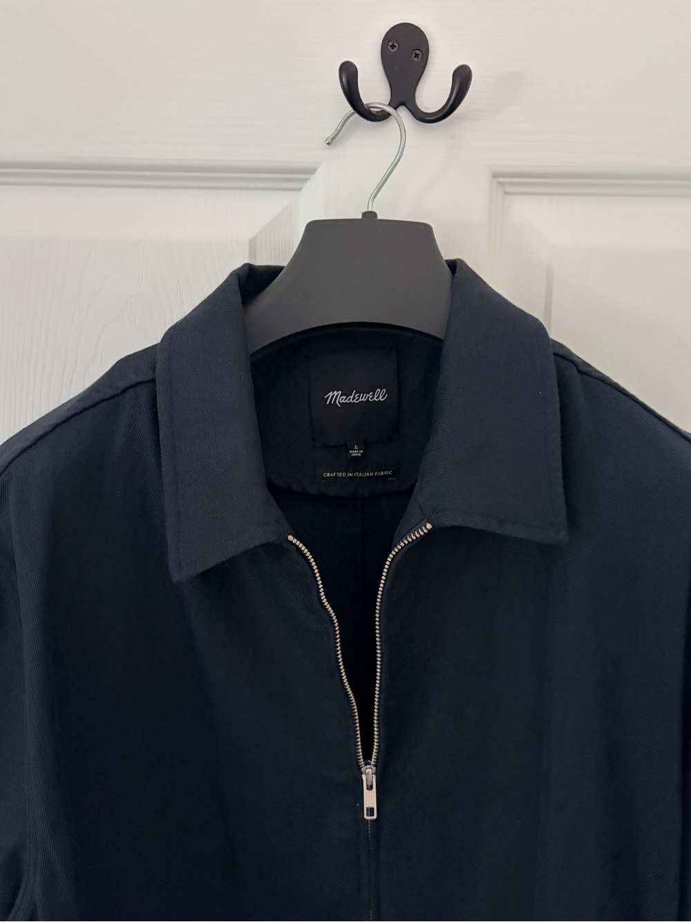 Madewell Navy Blue Cotton/Linen Blend Zip Up Jacket - Large